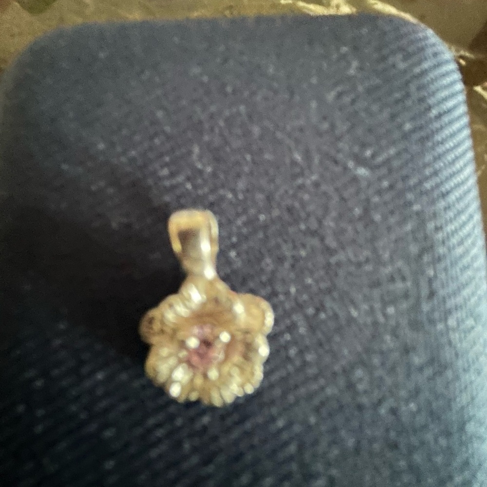 Elegant Silver and Pink Sapphire Flower Pendant with Free pair of small studs